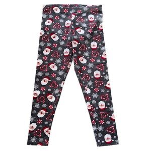 NoBo XL (15-17) Velvety Soft Christmas Santa & Candy Canes Micro Fleece Leggings